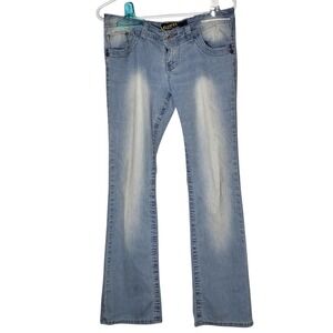 Y2K Angels Jeans Womens 11 Light Wash Low Rise Bootcut Flare Y2K Denim Blue